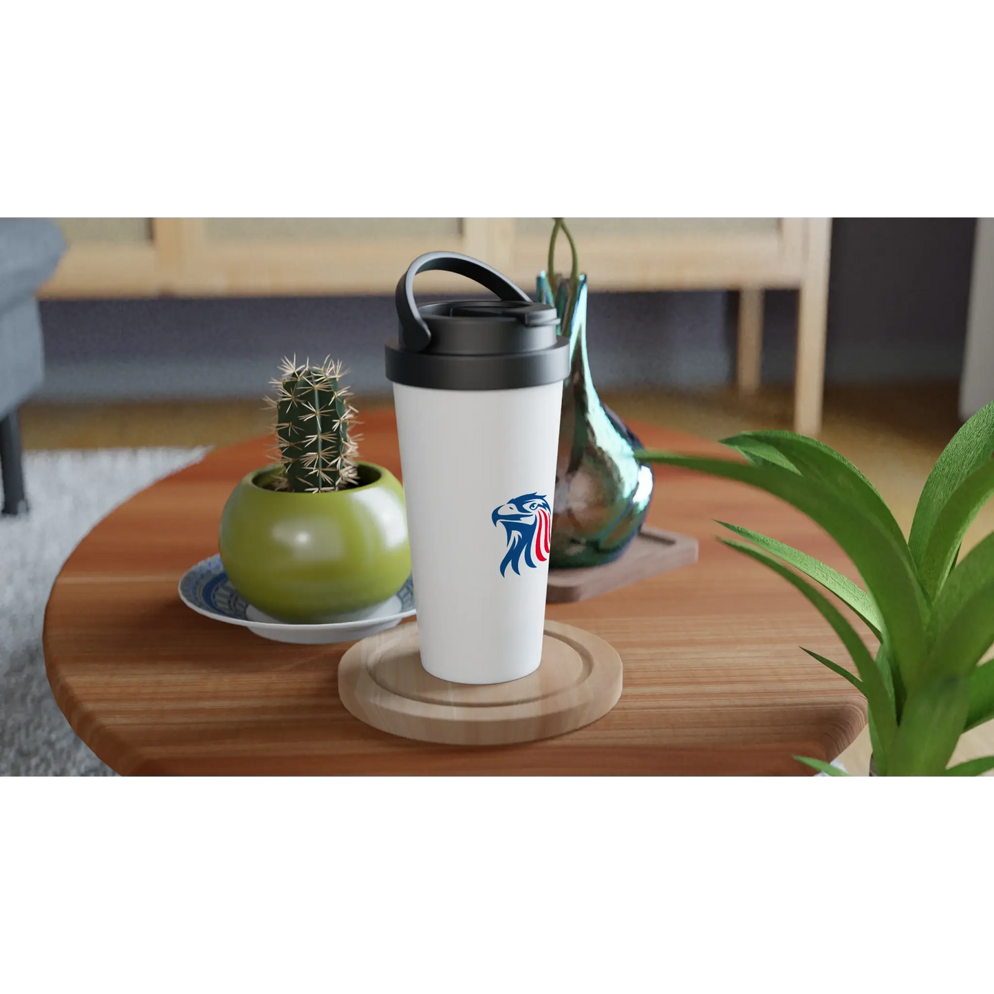White 15oz Stainless Steel Travel Mug