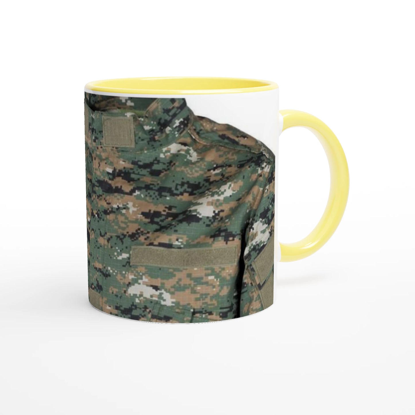 White 11oz Ceramic Mug with Color Inside Ceramic Yellow