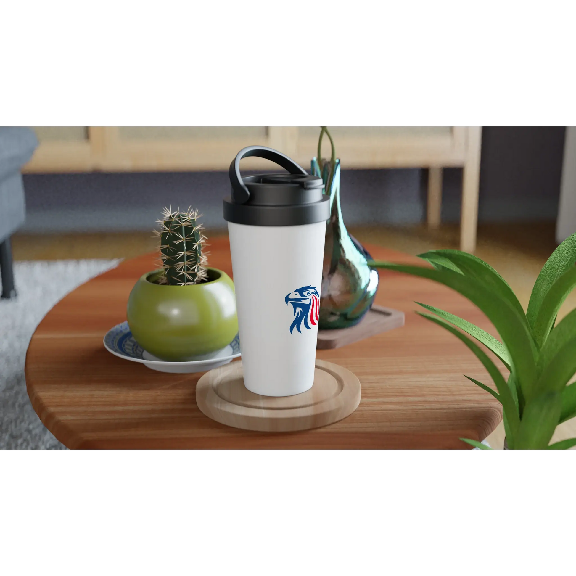 White 15oz Stainless Steel Travel Mug