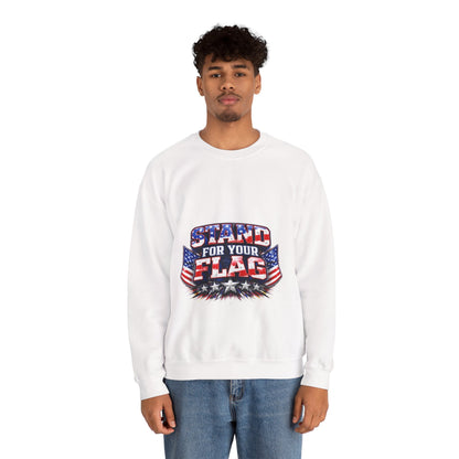 Crewneck Sweatshirt — "Stand For Your Flag" Patriotic American Flag Design Crewneck Sweatshirt — "Stand For Your Flag" Patriotic American Flag Design