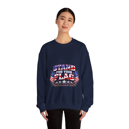  Crewneck Sweatshirt — "Stand For Your Flag" Patriotic American Flag Design Crewneck Sweatshirt — "Stand For Your Flag" Patriotic American Flag Design