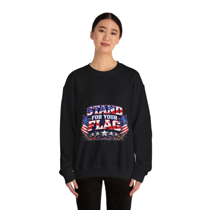 Crewneck Sweatshirt — "Stand For Your Flag" Patriotic American Flag Design Crewneck Sweatshirt — "Stand For Your Flag" Patriotic American Flag Design