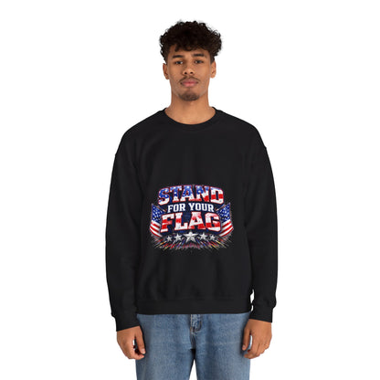  Crewneck Sweatshirt — "Stand For Your Flag" Patriotic American Flag Design Crewneck Sweatshirt — "Stand For Your Flag" Patriotic American Flag Design