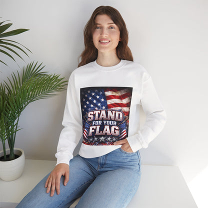 Patriotic Crewneck Sweatshirt - "Stand For Your Flag" American Flag Design
