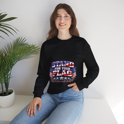  Crewneck Sweatshirt — "Stand For Your Flag" Patriotic American Flag Design Crewneck Sweatshirt — "Stand For Your Flag" Patriotic American Flag Design