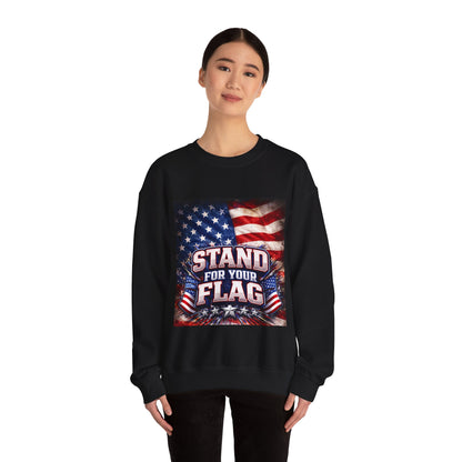 Patriotic Crewneck Sweatshirt - "Stand For Your Flag" American Flag Design