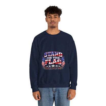  Crewneck Sweatshirt — "Stand For Your Flag" Patriotic American Flag Design Crewneck Sweatshirt — "Stand For Your Flag" Patriotic American Flag Design