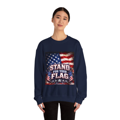 Patriotic Crewneck Sweatshirt - "Stand For Your Flag" American Flag Design