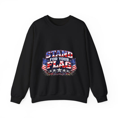  Crewneck Sweatshirt — "Stand For Your Flag" Patriotic American Flag Design Crewneck Sweatshirt — "Stand For Your Flag" Patriotic American Flag Design