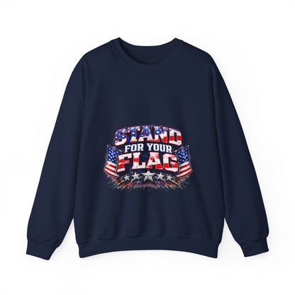  Crewneck Sweatshirt — "Stand For Your Flag" Patriotic American Flag Design Crewneck Sweatshirt — "Stand For Your Flag" Patriotic American Flag Design