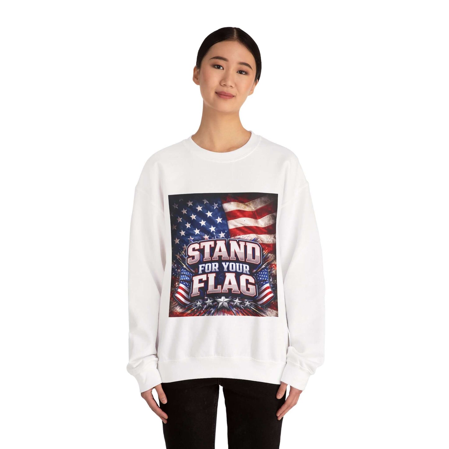 Patriotic Crewneck Sweatshirt - "Stand For Your Flag" American Flag Design