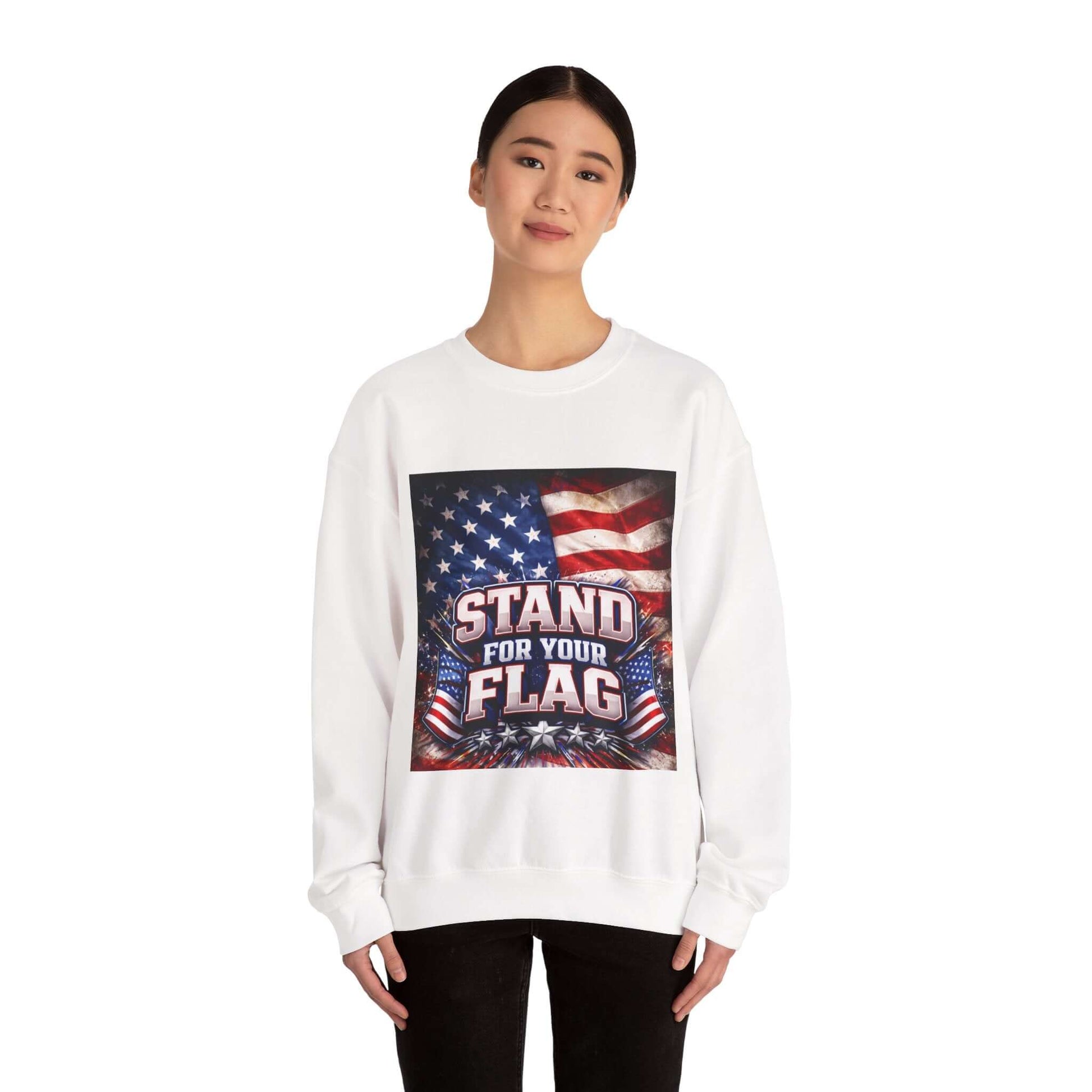 Patriotic Crewneck Sweatshirt - "Stand For Your Flag" American Flag Design