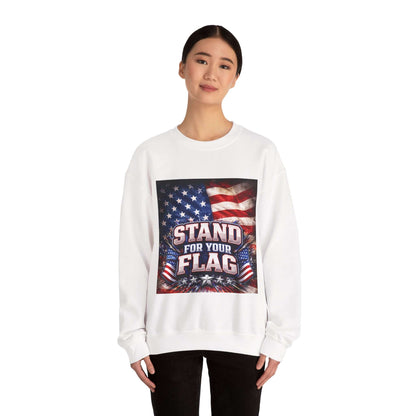 Patriotic Crewneck Sweatshirt - "Stand For Your Flag" American Flag Design