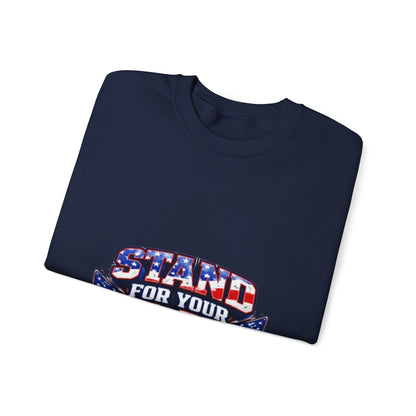  Crewneck Sweatshirt — "Stand For Your Flag" Patriotic American Flag Design Crewneck Sweatshirt — "Stand For Your Flag" Patriotic American Flag Design