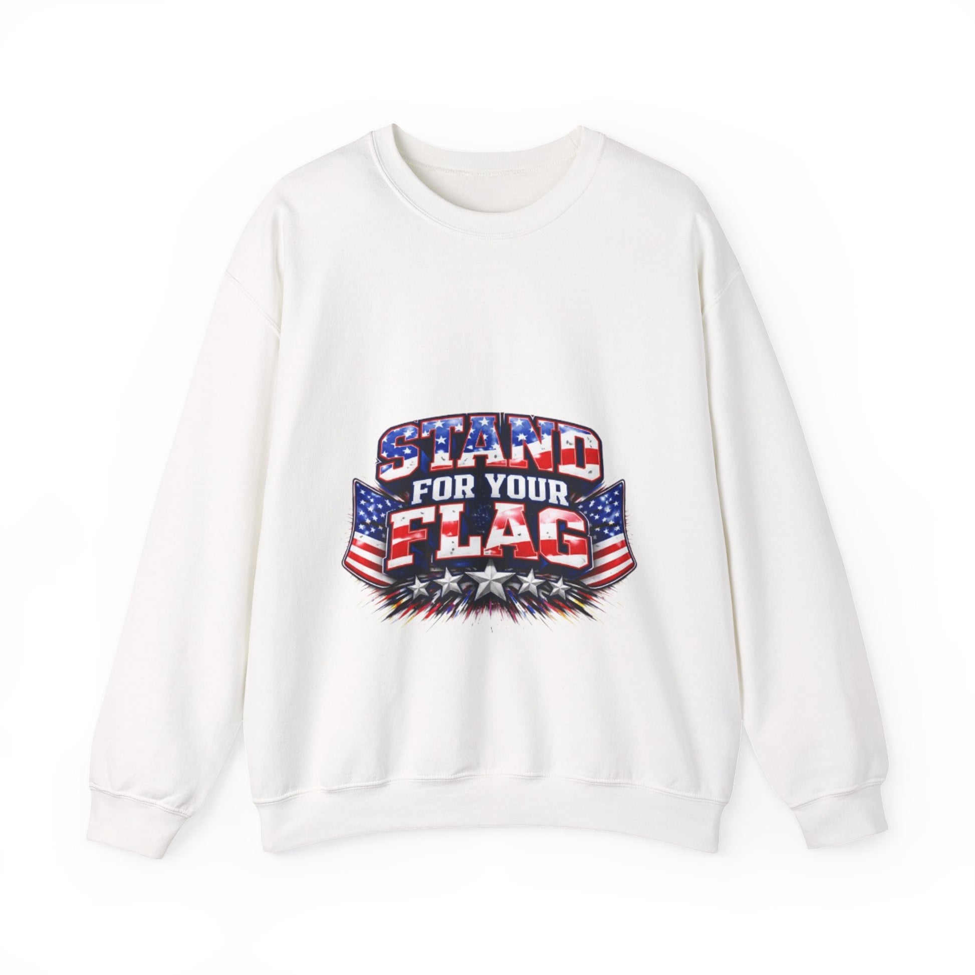 Crewneck Sweatshirt — "Stand For Your Flag" Patriotic American Flag Design Crewneck Sweatshirt — "Stand For Your Flag" Patriotic American Flag Design