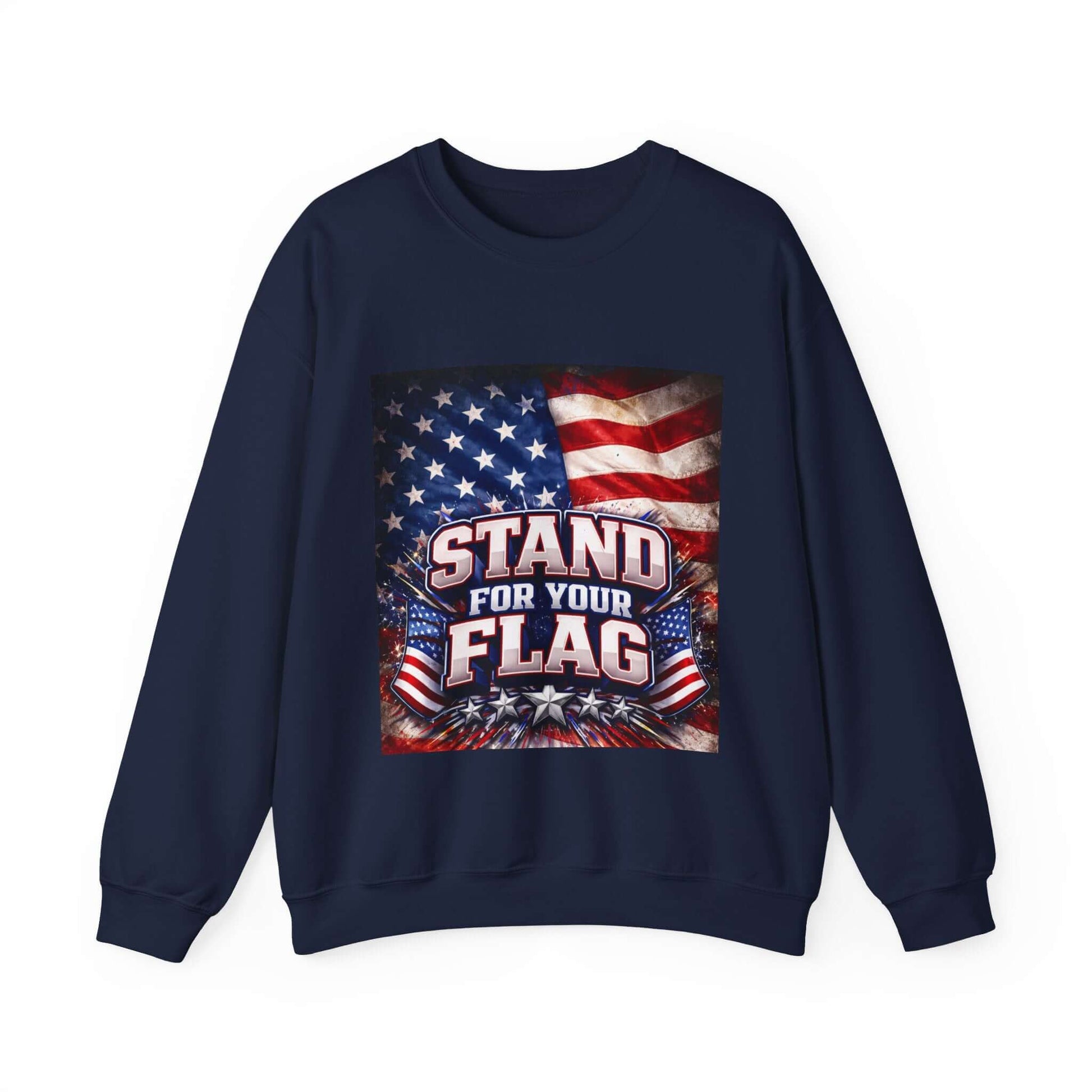 Patriotic Crewneck Sweatshirt - "Stand For Your Flag" American Flag Design