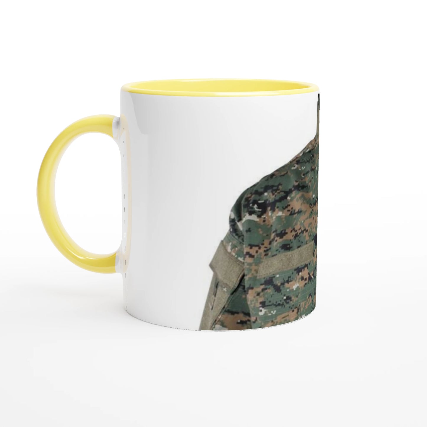 White 11oz Ceramic Mug with Color Inside Ceramic Yellow