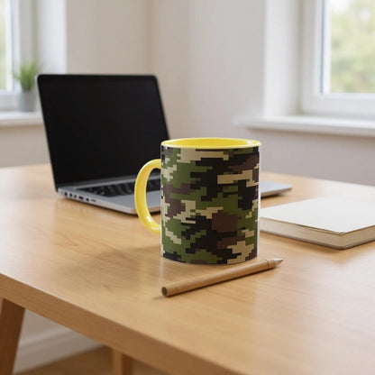 White 11oz Ceramic Mug with Color Inside Ceramic Yellow