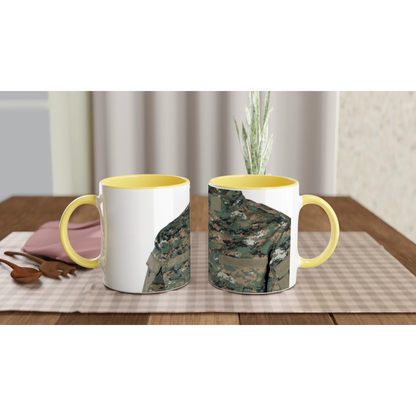 White 11oz Ceramic Mug with Color Inside Ceramic Yellow